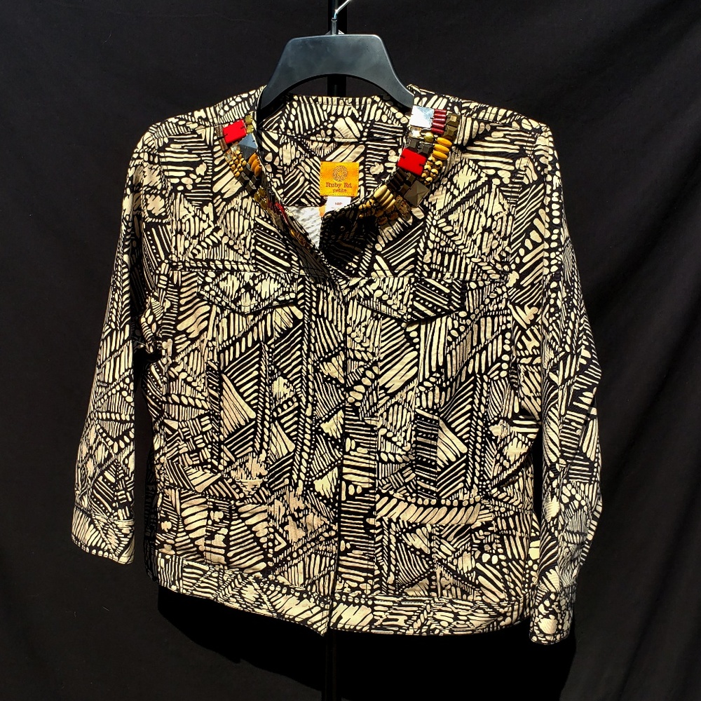 Patterned Jacket w/ Beaded Collar - Petite 14